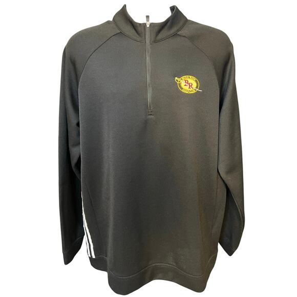 Adidas Black Long Sleeve Quarter Zip Chest Patch Long Sleeve Sweatshirt Size XL - Picture 1 of 9